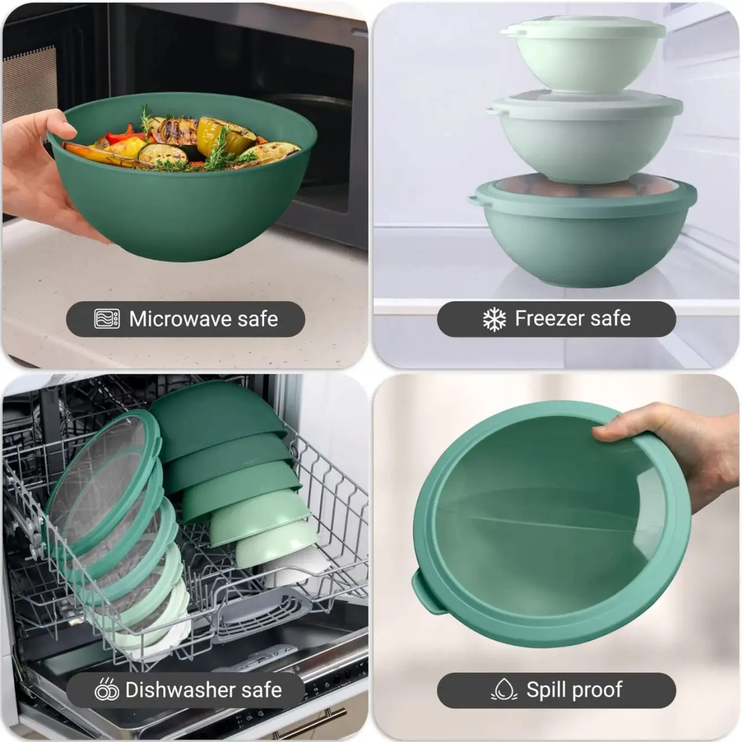 12-Piece Plastic Mixing Bowls Set with Lids