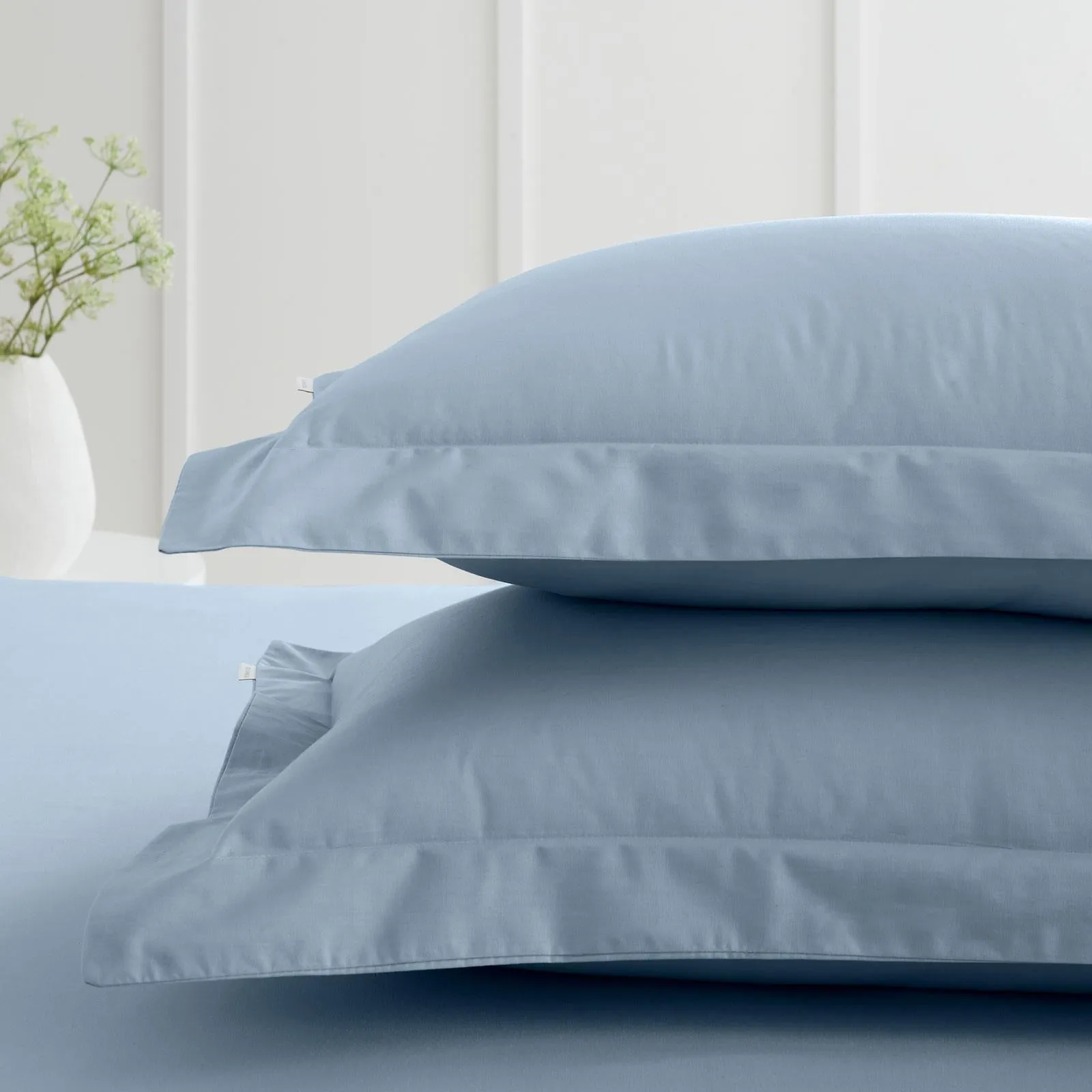 200TC Cotton Percale Oxford Pillowcases Blue