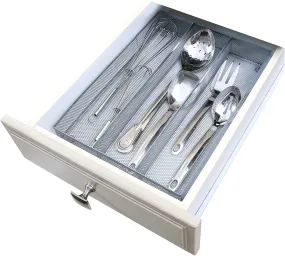 3-Compartment Mesh Drawer Organizer - Silver