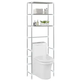 3-Tier Over Commode Storage - Stylish Silver Shelf