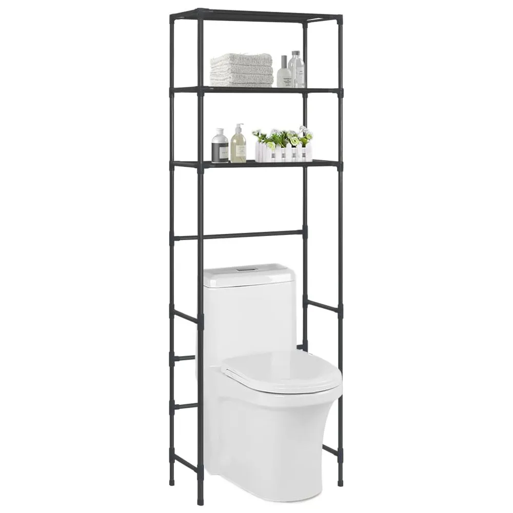 3-Tier Over Commode Storage - Stylish Silver Shelf