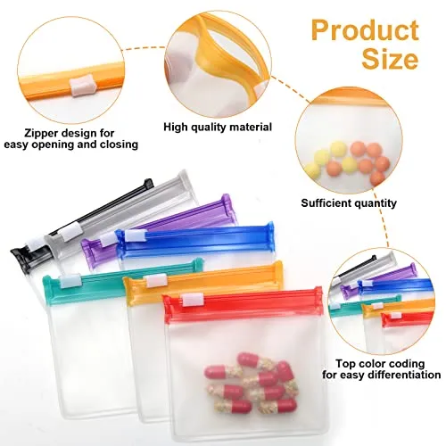 35 Pieces Pill Pouch Bags Zippered, Anglecai Reusable Pill Pouch for Medicine Bags Portable for Pills Bags Self Sealing Travel Pill Packets with Slide Lock Pill Baggies for Pill Storage (35P)