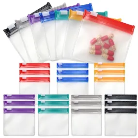 35 Pieces Pill Pouch Bags Zippered, Anglecai Reusable Pill Pouch for Medicine Bags Portable for Pills Bags Self Sealing Travel Pill Packets with Slide Lock Pill Baggies for Pill Storage (35P)