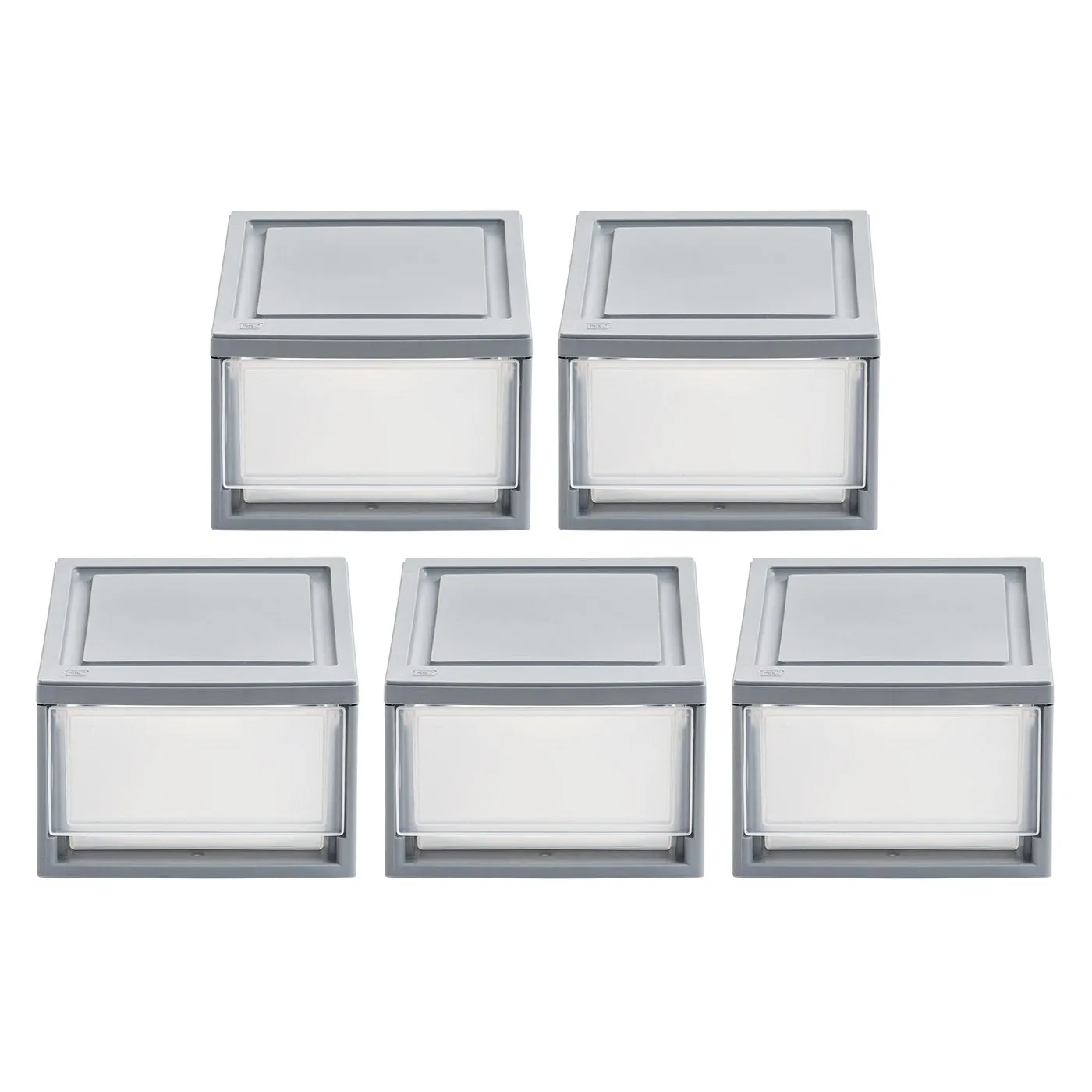 8.50" W Gray Stackable Storage Drawer, Pack of 5