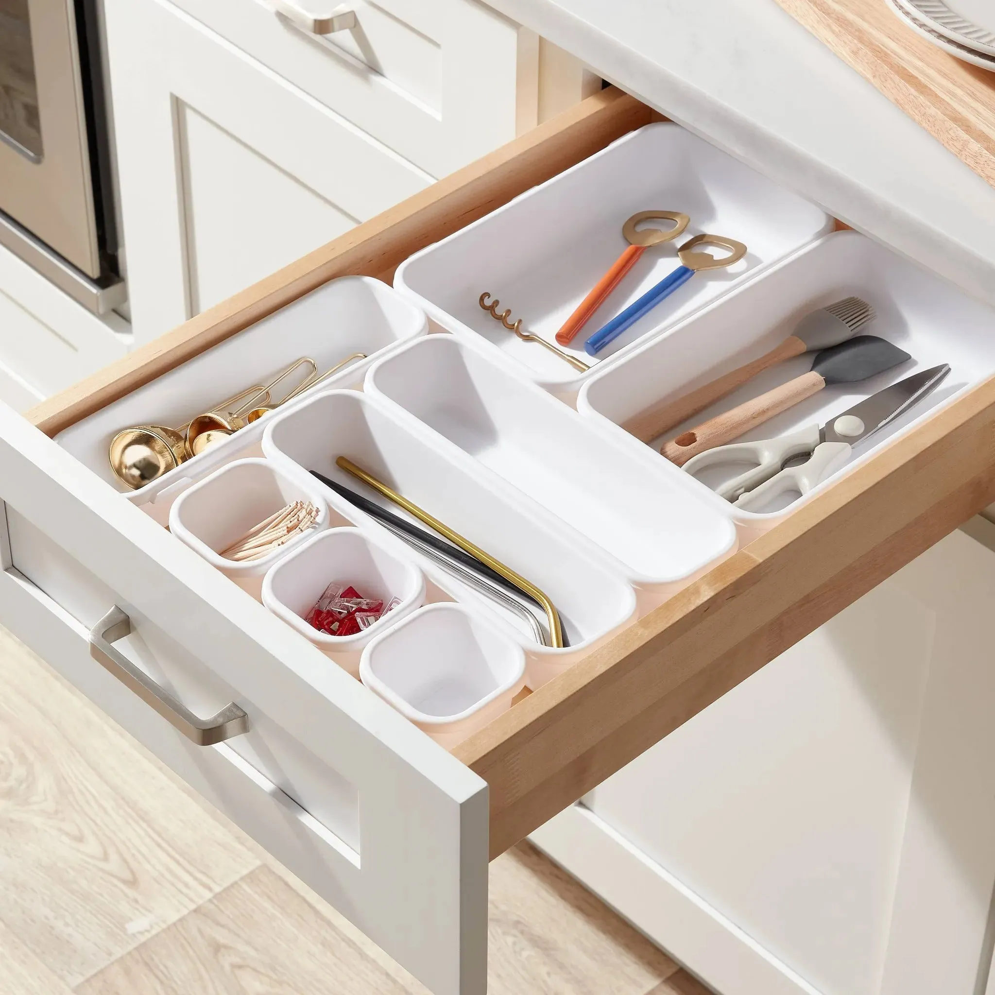 8pc Plastic Drawer Organizer Set White