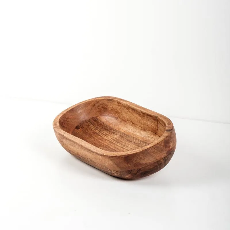 Acacia Wood Oval Bowl