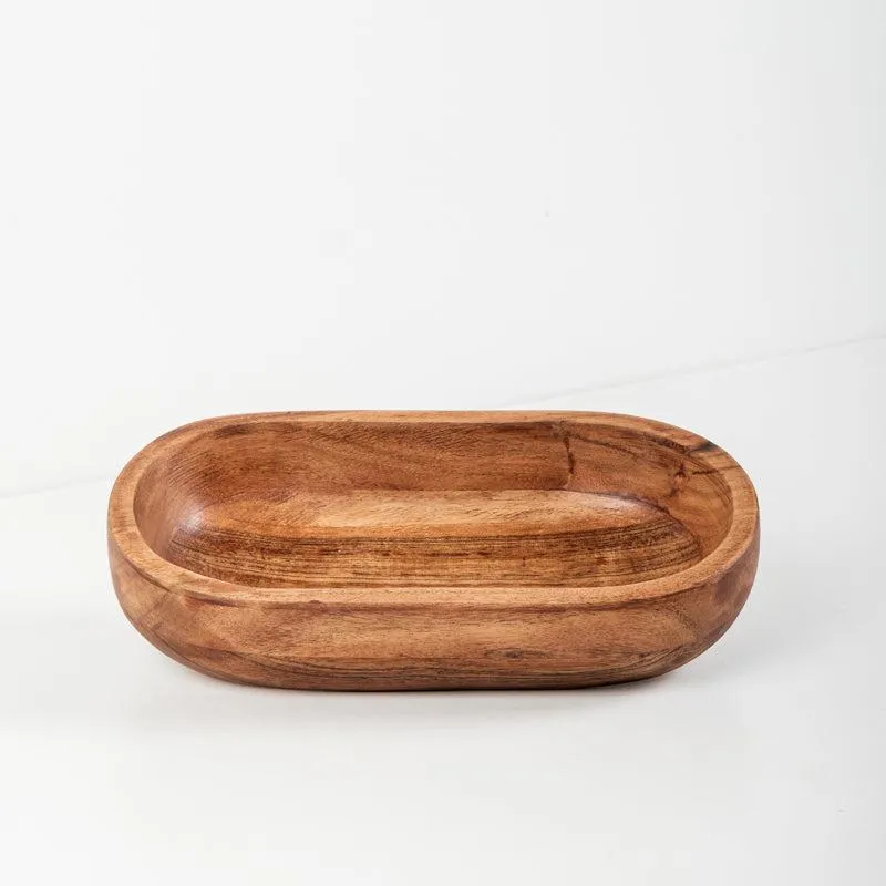 Acacia Wood Oval Bowl