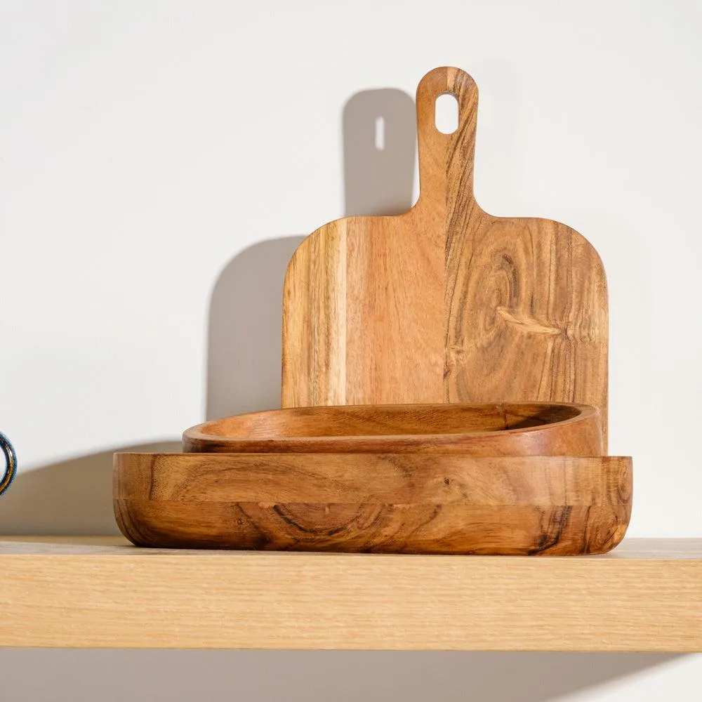 Acacia Wood Oval Bowl