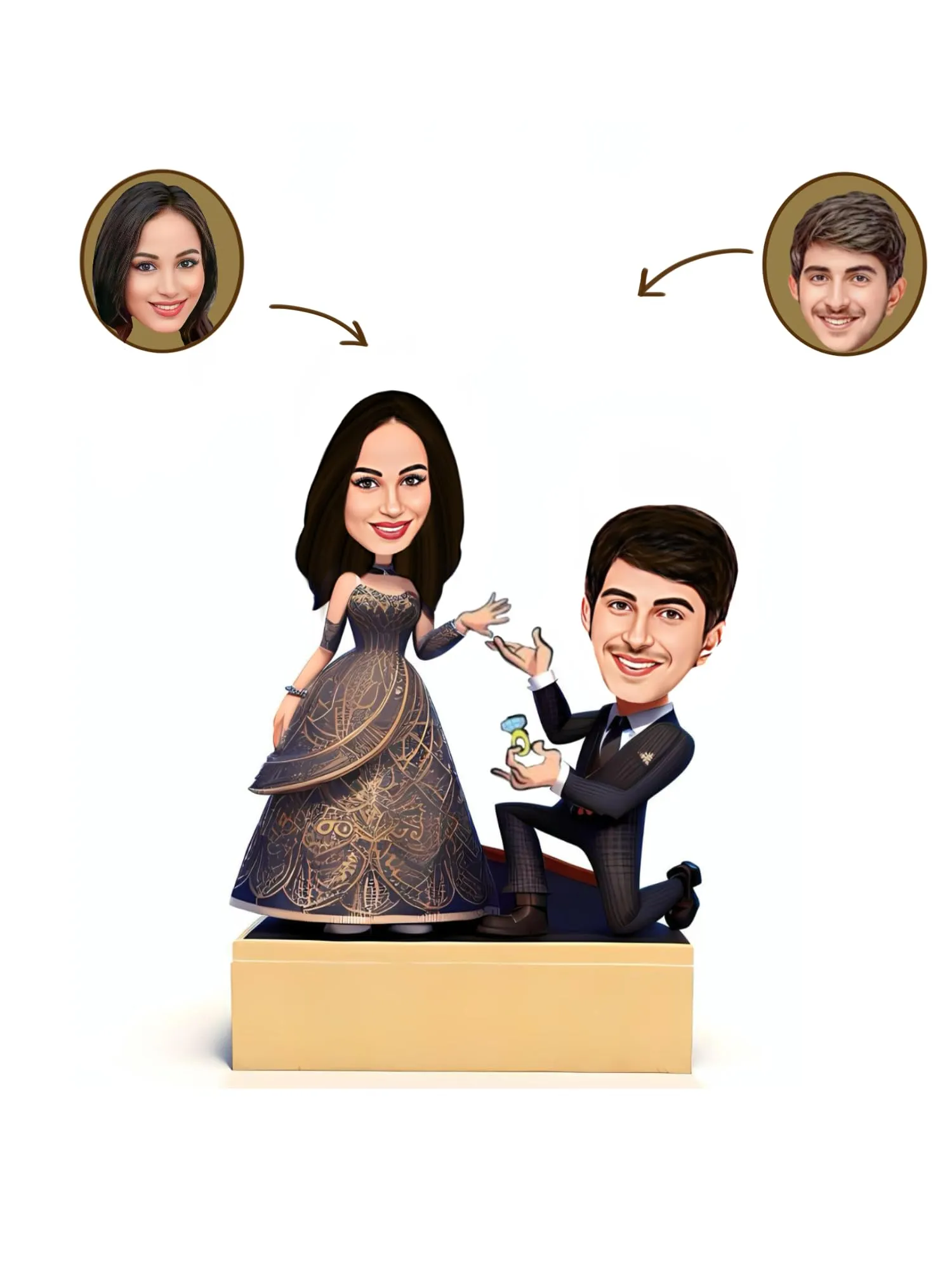 Adesh Anusaar ® Customised Caricature Personalized Gifts for Couple 10inch with Cusomised Back Stand A1 (10 Inch)