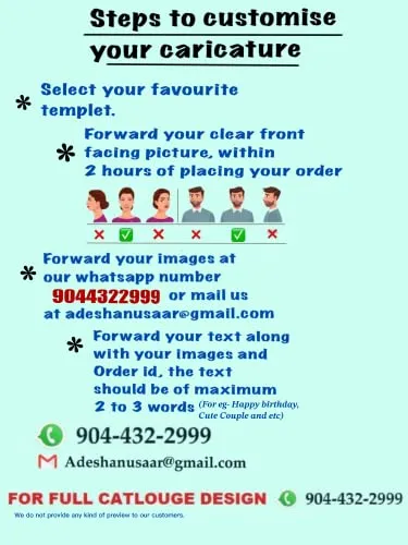 Adesh Anusaar ® Customised Caricature Personalized Gifts for Couple 10inch with Customised wooden base (DESIGN47)