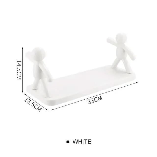 Adhesive wall-Mounted Bathroom Shelf (White)