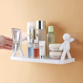 Adhesive wall-Mounted Bathroom Shelf (White)