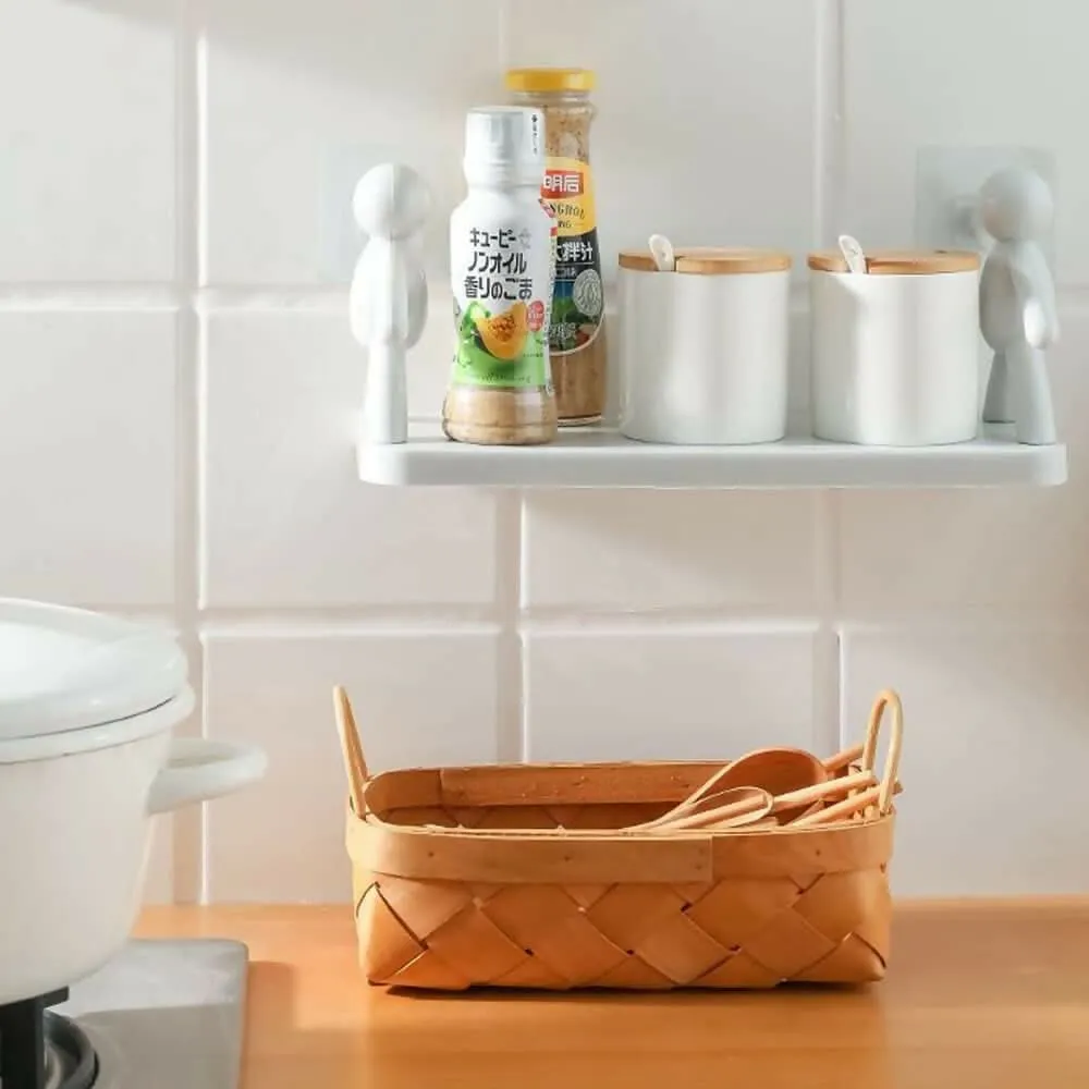 Adhesive wall-Mounted Bathroom Shelf (White)