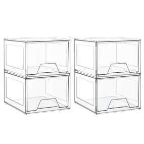 Amaoot 4 Pack Stackable Makeup Organizer, Acrylic Bathroom Organizer and Storage Drawers, Clear Plastic Drawer Storage Bins For Vanity, Undersink, Cabinets, Pantry