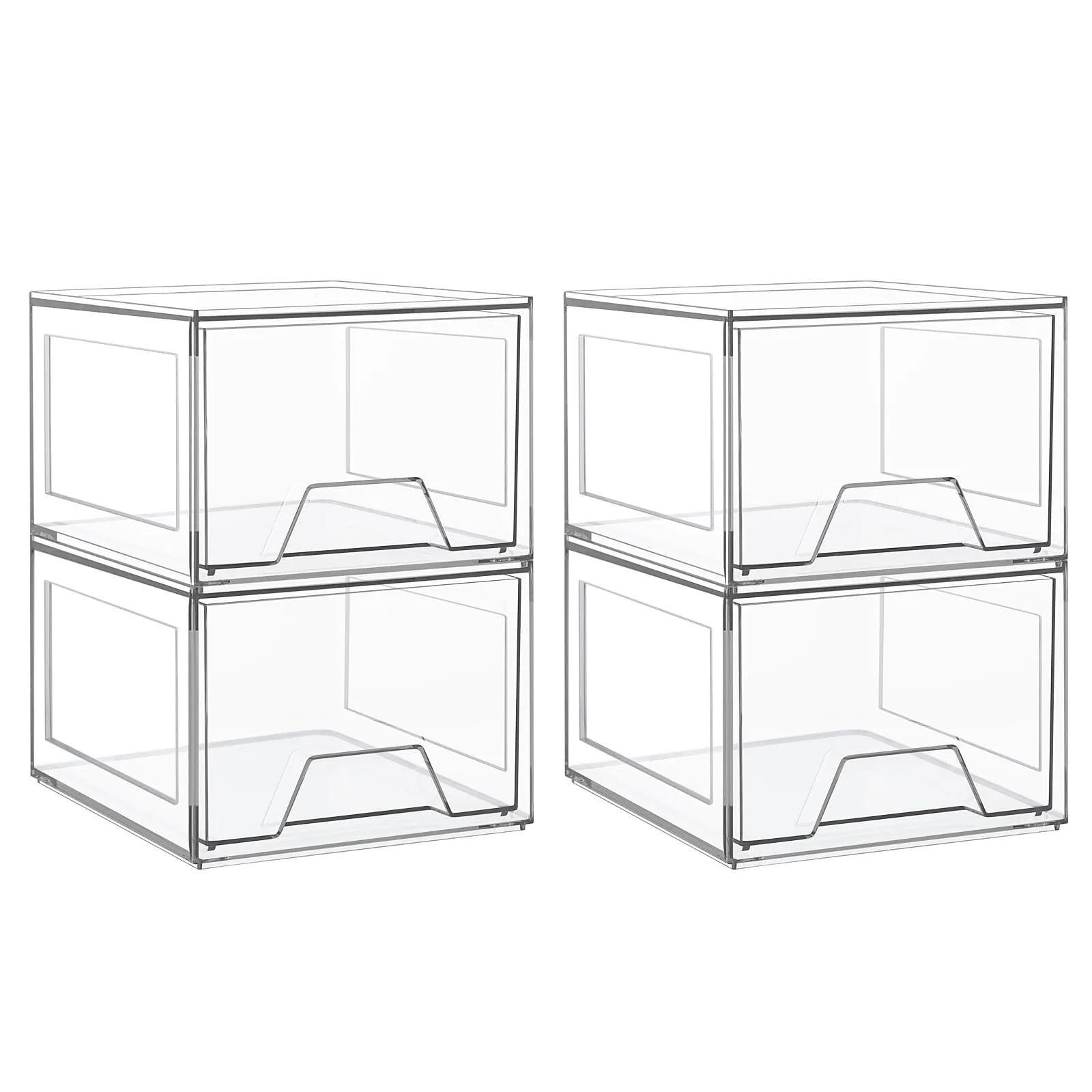 Amaoot 4 Pack Stackable Makeup Organizer, Acrylic Bathroom Organizer and Storage Drawers, Clear Plastic Drawer Storage Bins For Vanity, Undersink, Cabinets, Pantry