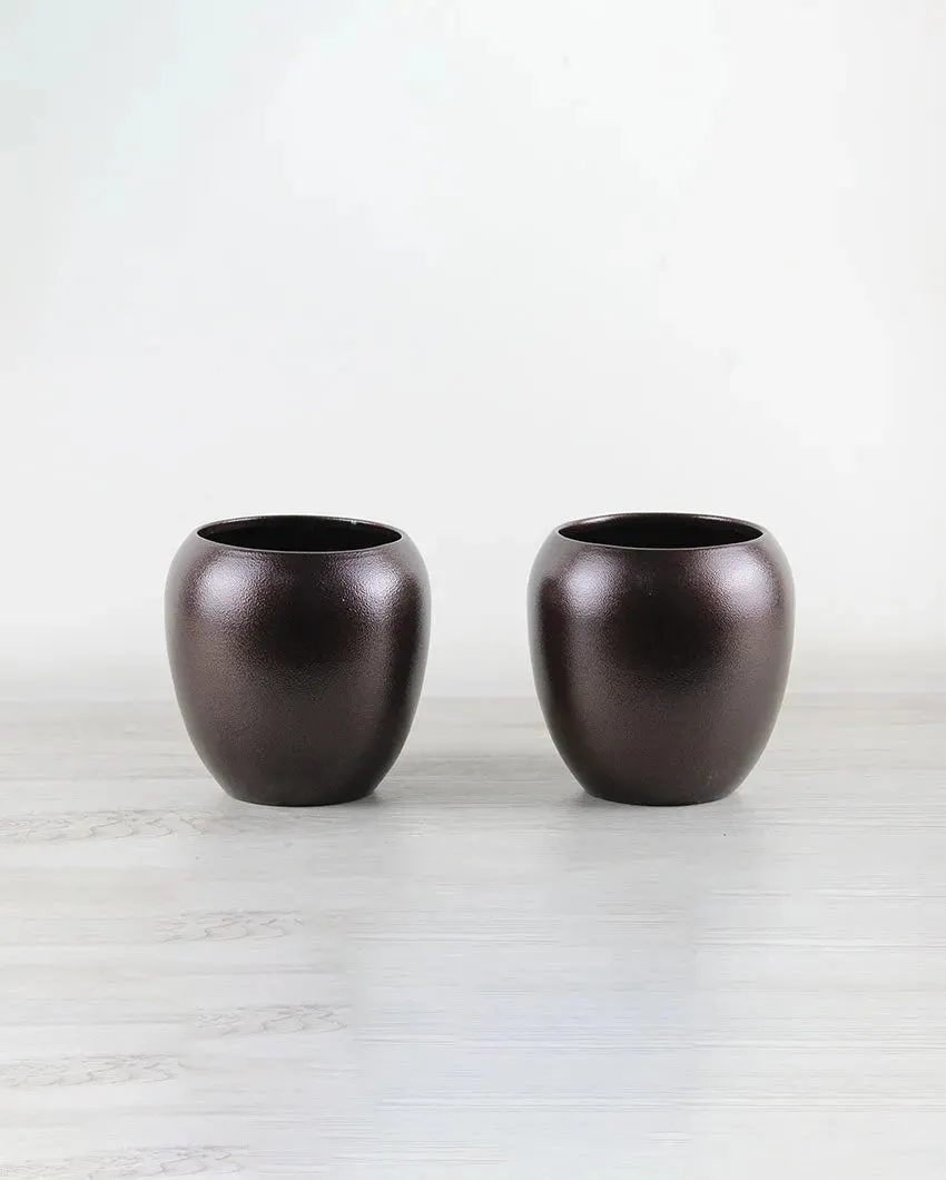 Antique Finish Iron Pots | Brown | Set Of 2