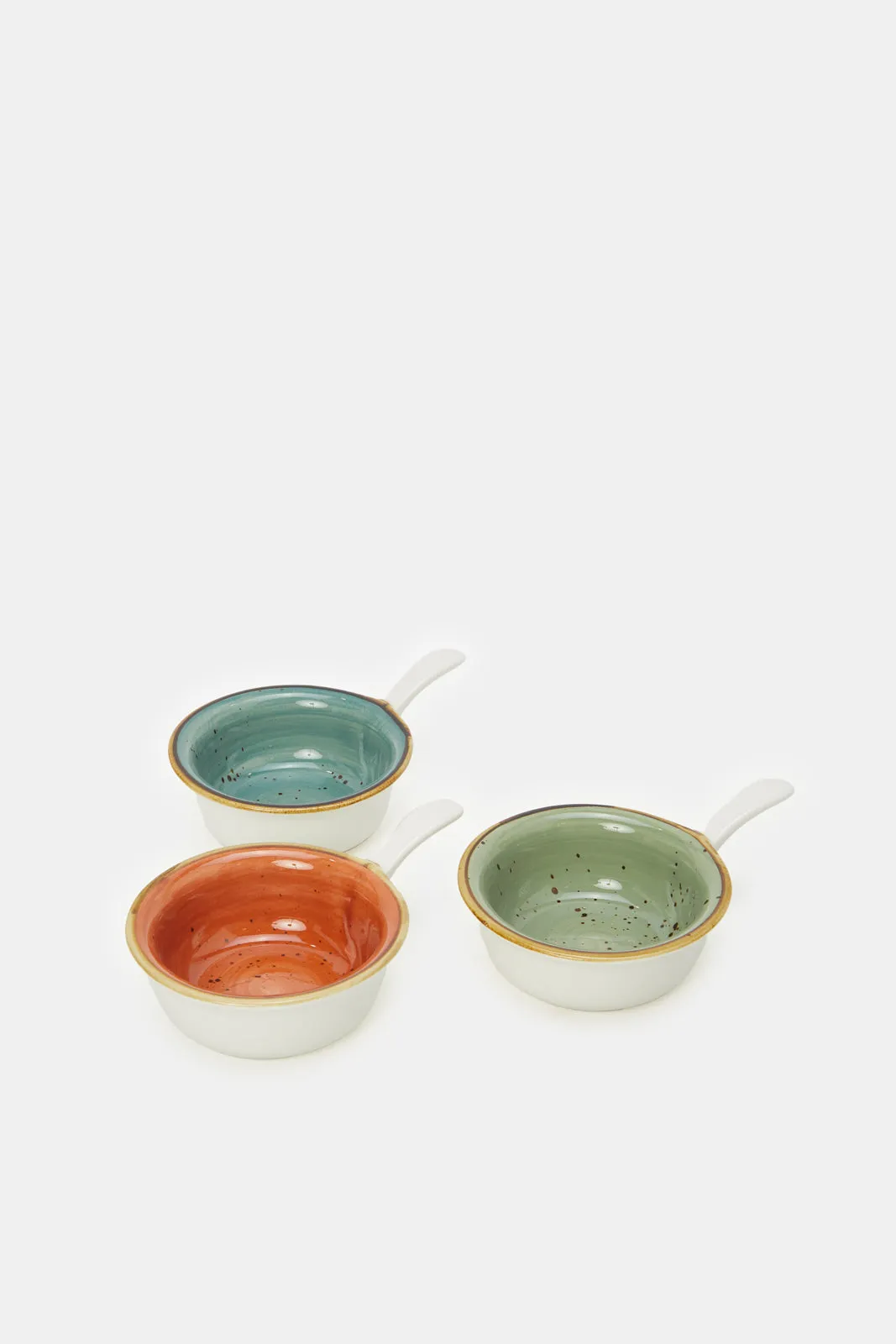 Assorted Round Shape Small Bowl Set With Handle (3 Piece)