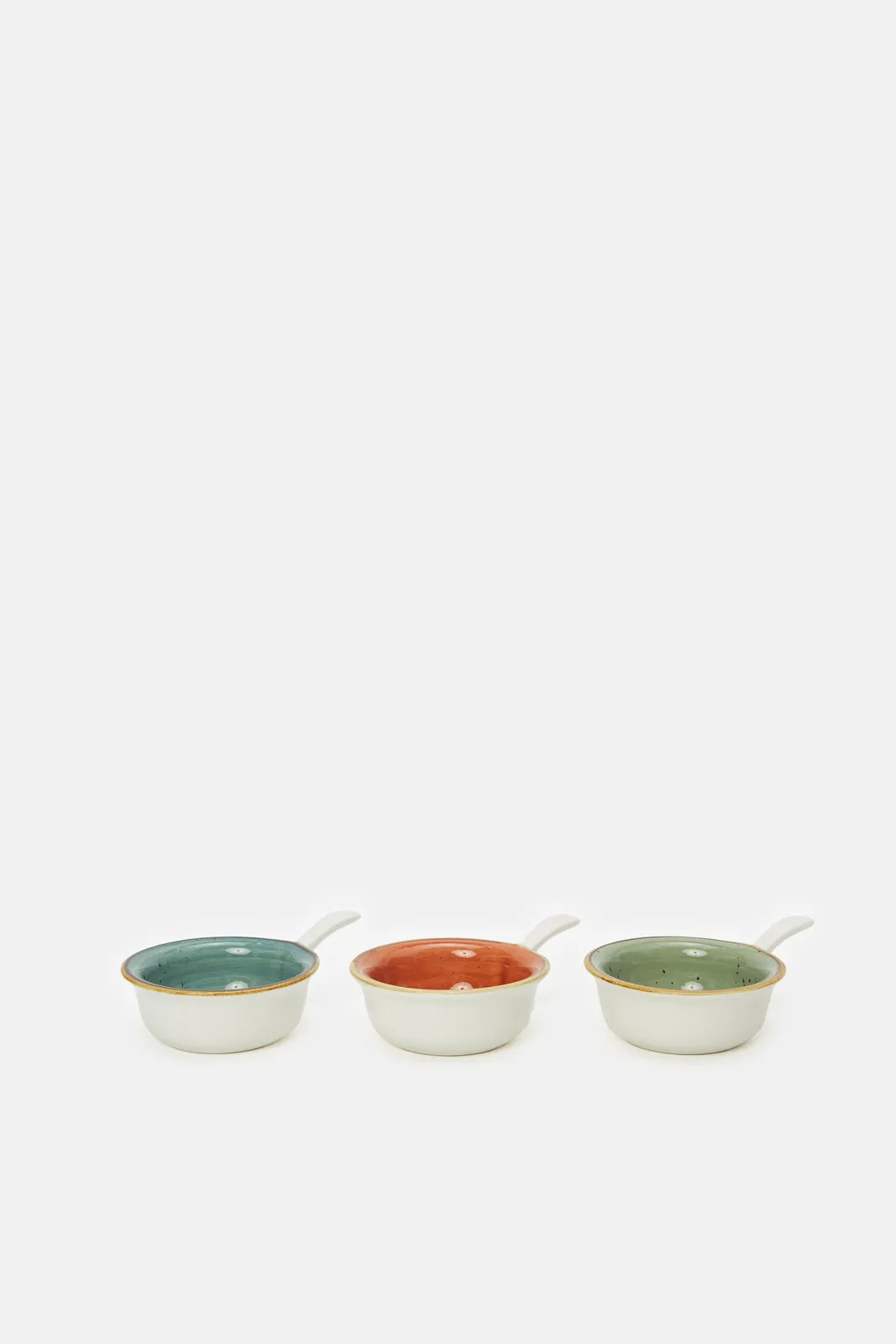 Assorted Round Shape Small Bowl Set With Handle (3 Piece)