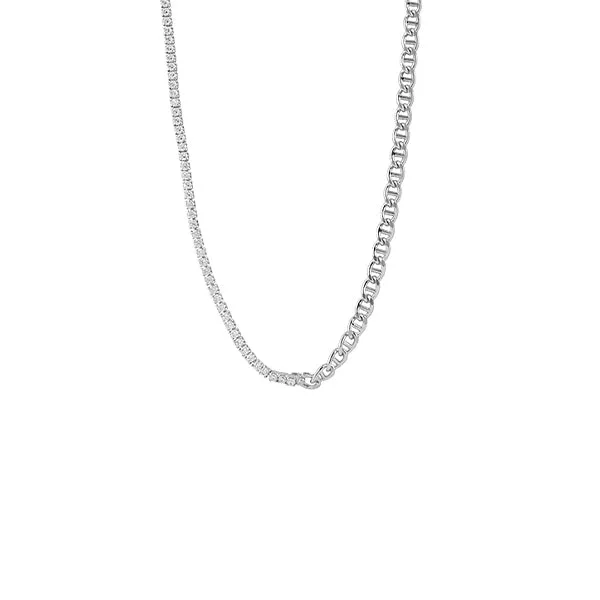 Bianc Half Tennis Necklace Silver