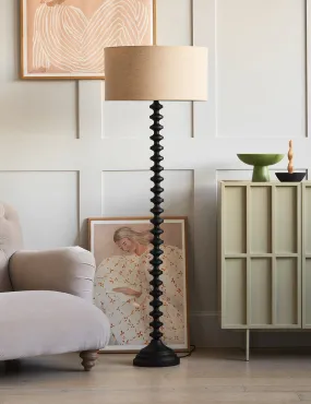 Black Bobbin Base Floor Lamp