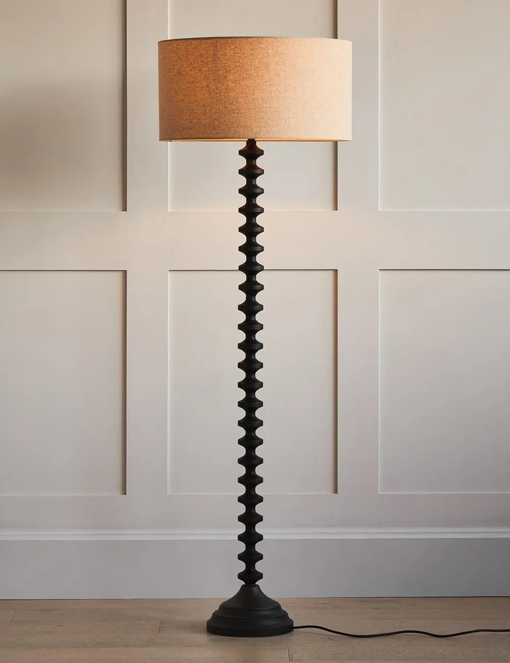 Black Bobbin Base Floor Lamp