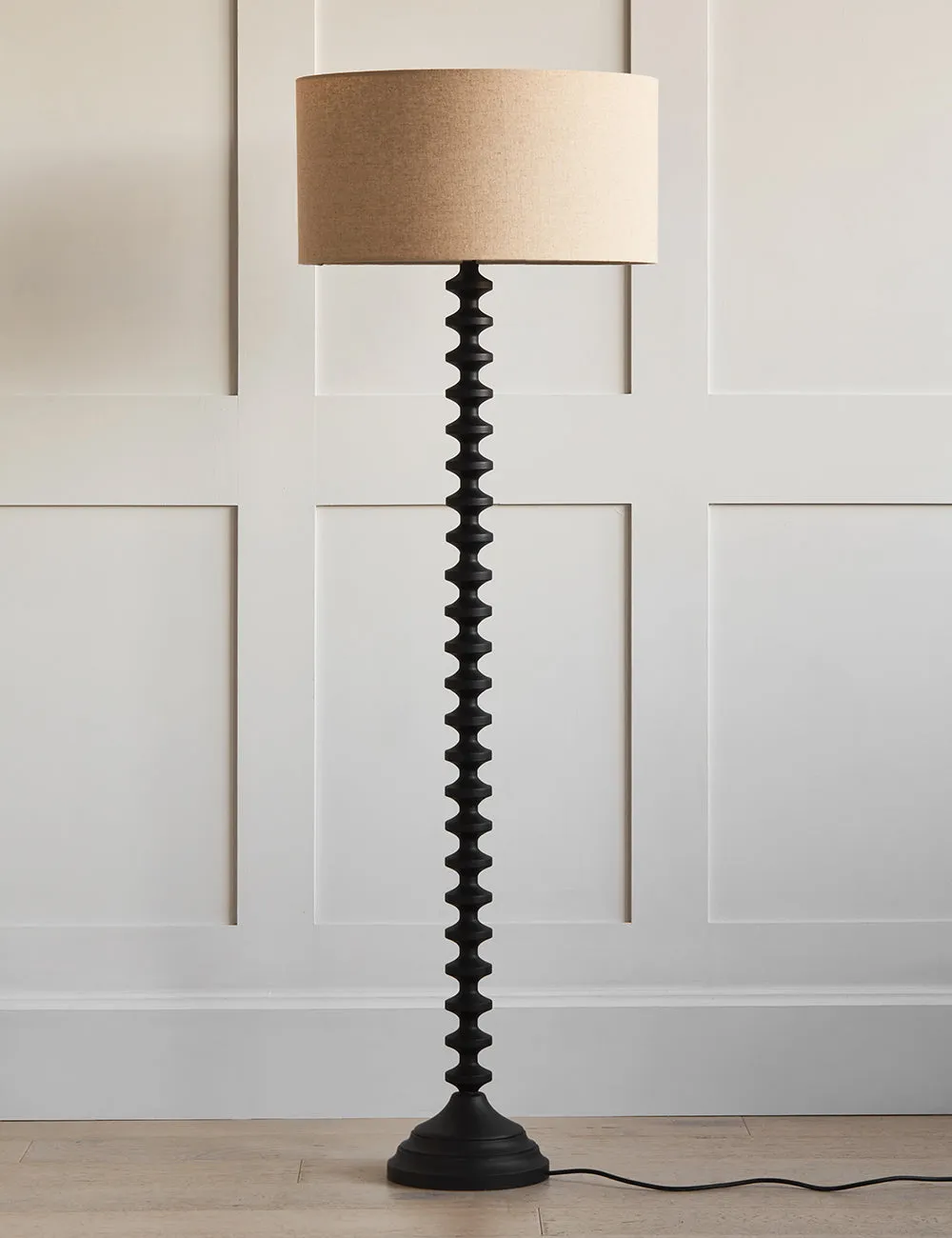 Black Bobbin Base Floor Lamp