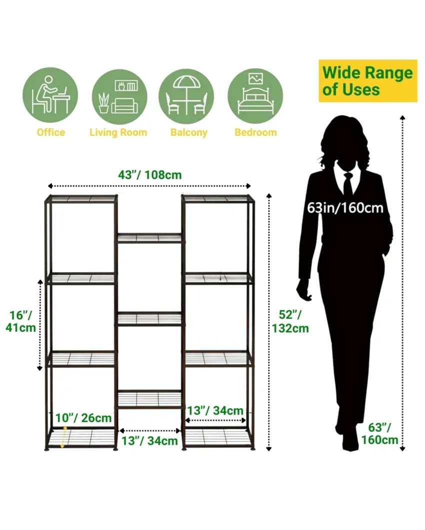 Black Plantica Metal Plant Stand 11 Tier | 43 x 10 x 52 inches