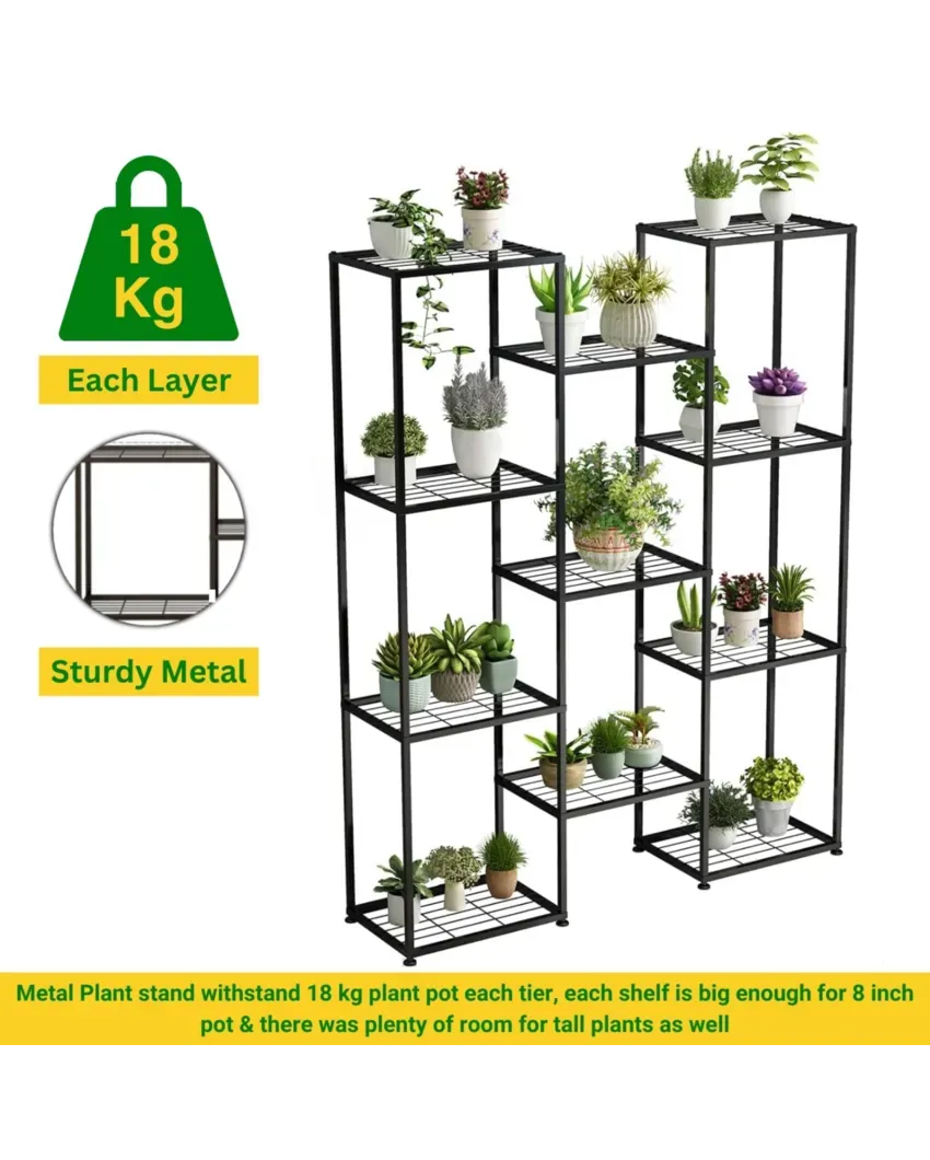 Black Plantica Metal Plant Stand 11 Tier | 43 x 10 x 52 inches