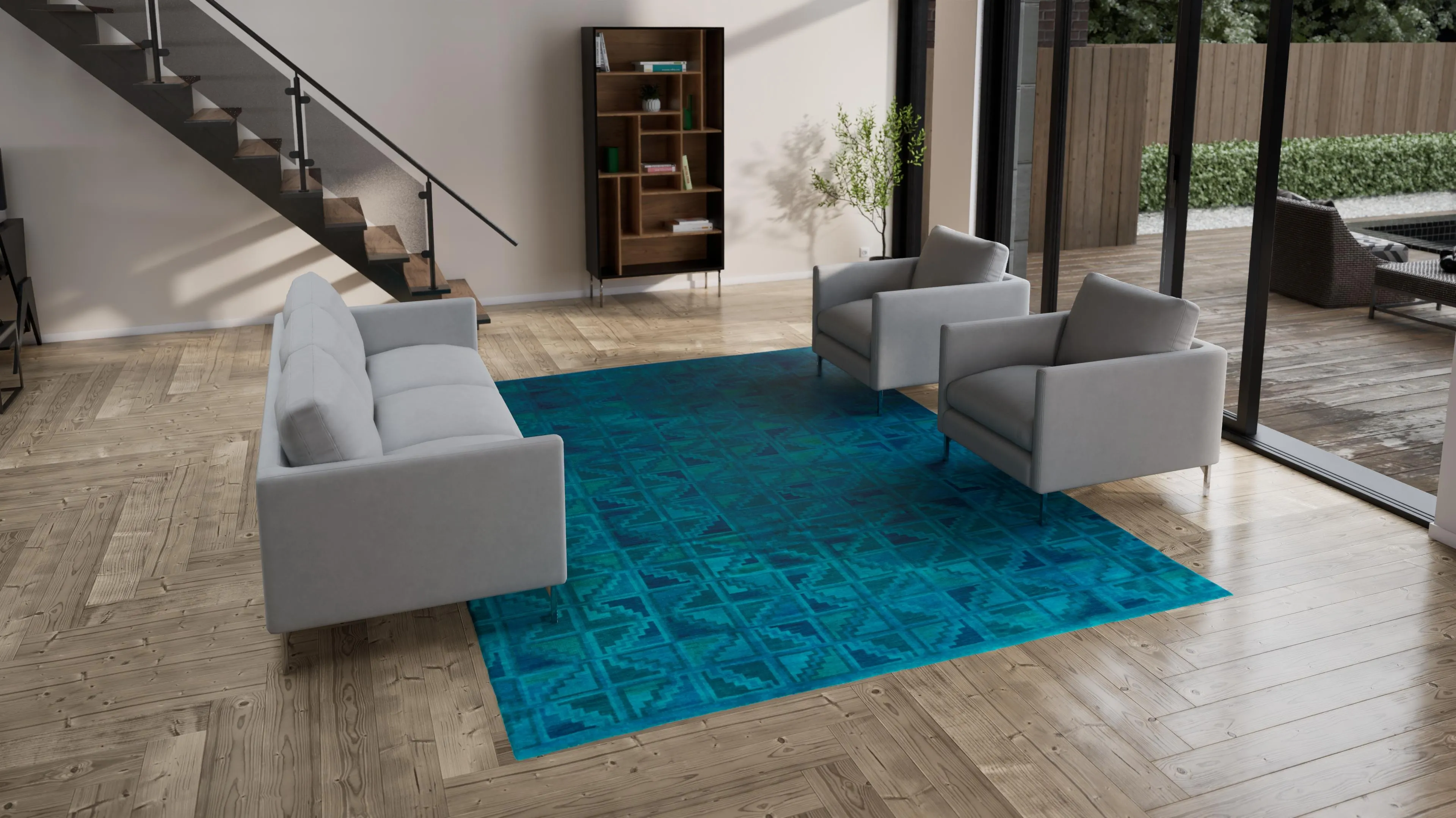 Blue Samsara Wool Rug - 8'9" x 11'6"