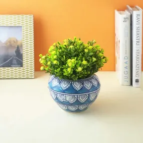 Blue Worli Art Round Ceramic Planter | Blue | Plant Not Included