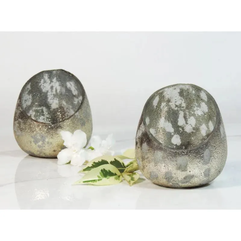 Bubbled Glass Votive for Unique Lighting | Set of 2