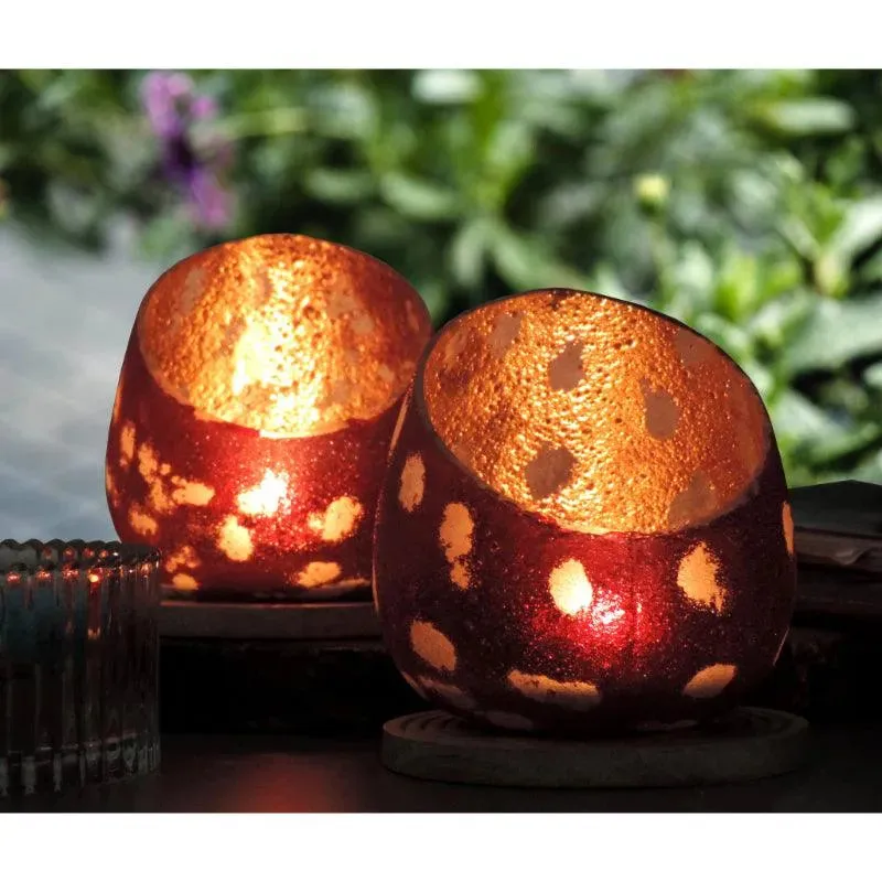 Bubbled Glass Votive for Unique Lighting | Set of 2