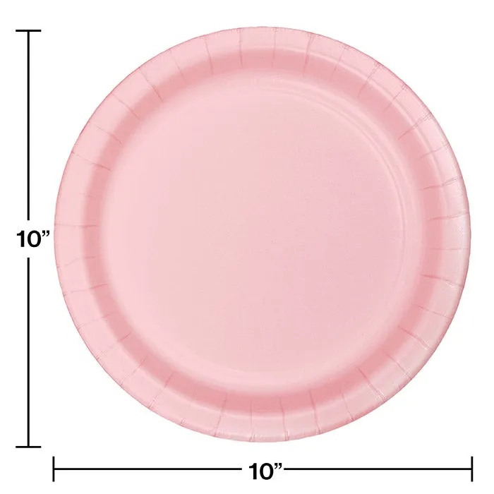 Bulk Classic Pink Sturdy Style Paper Banquet Plates 10.25 inch (240 per Case)