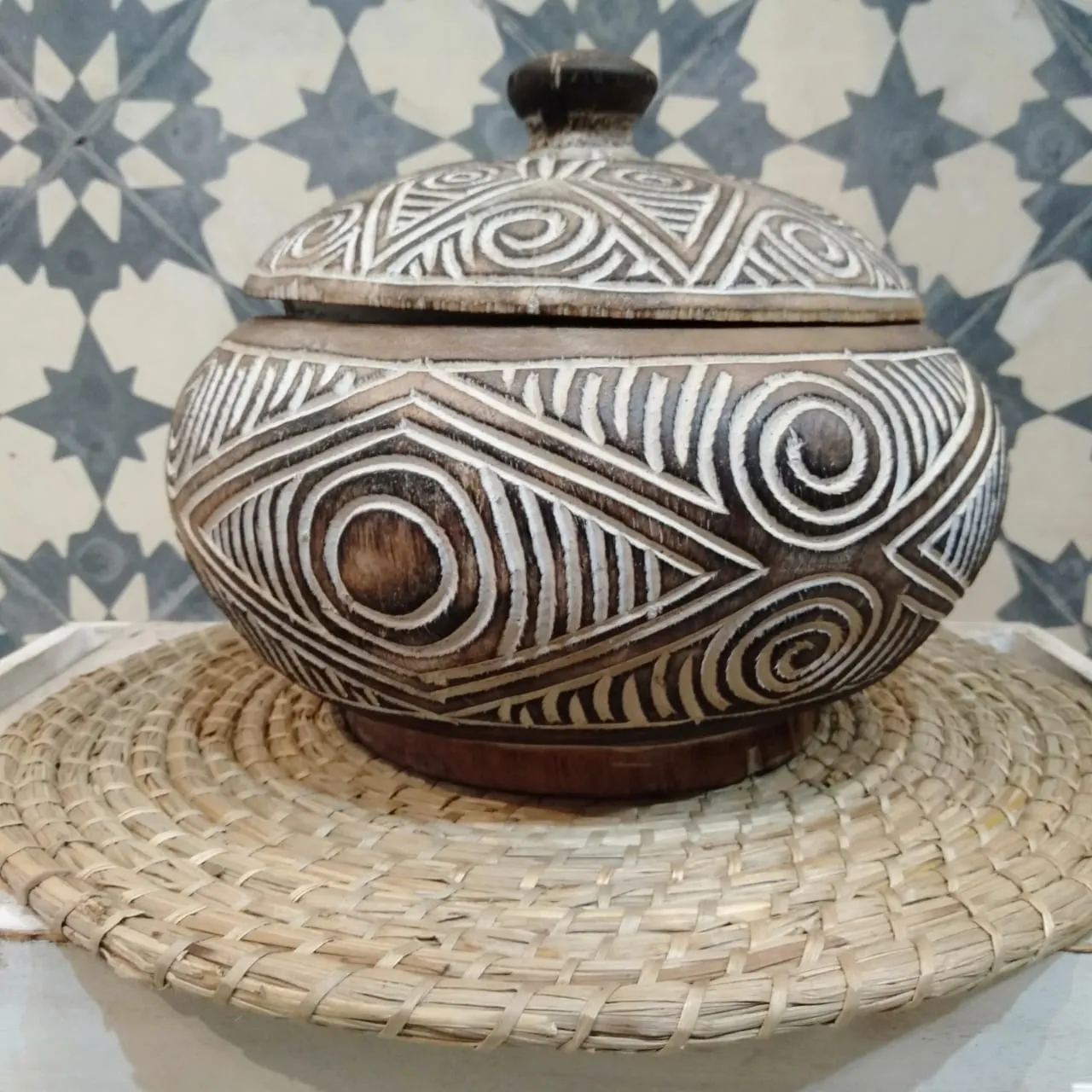 Carved Tribal Wooden Bowl