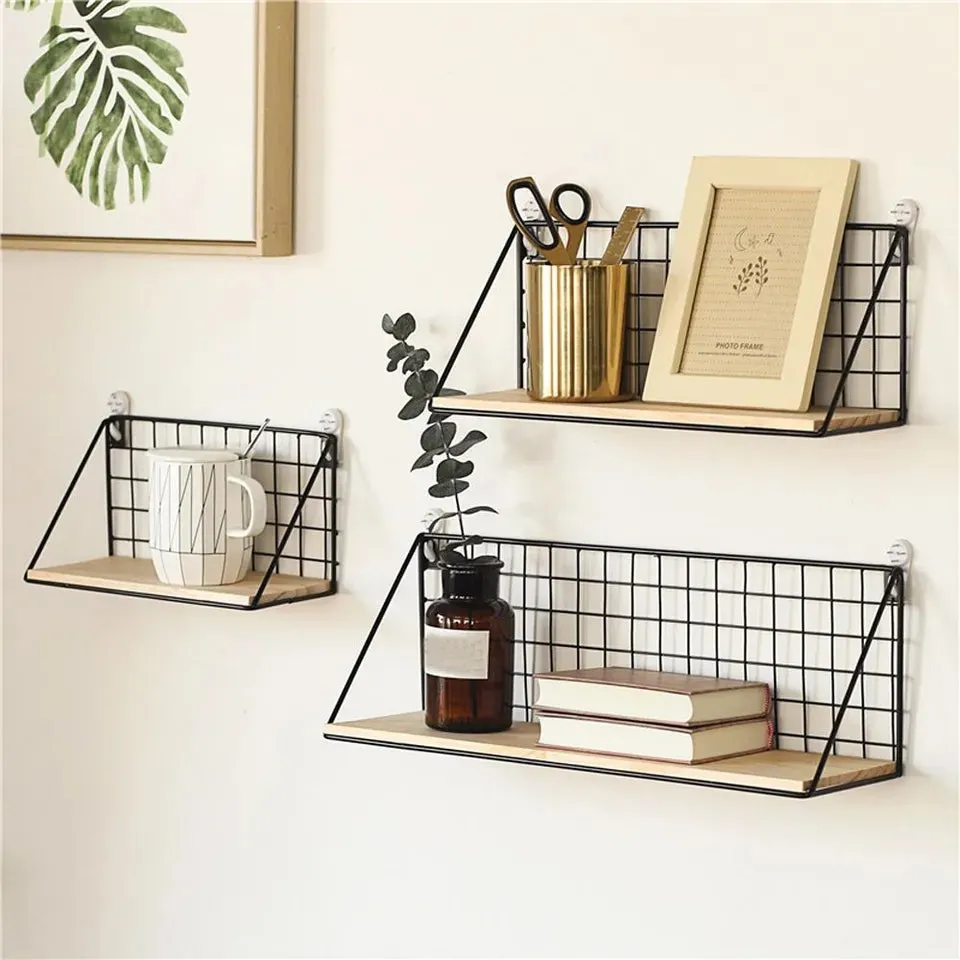 CHECKS & BOXES WALL SHELF