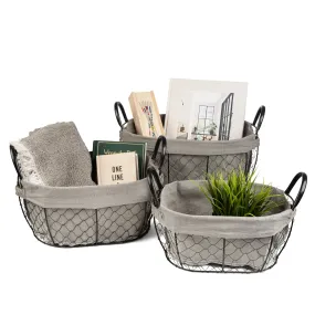 Chicken Wire Storage Baskets (Set of 3)