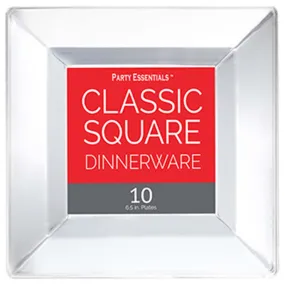 Clear Classic Square Plates 6.5in