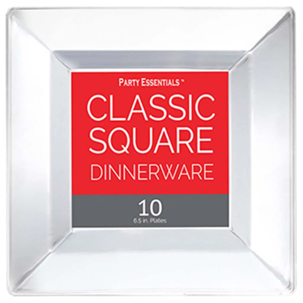 Clear Classic Square Plates 6.5in