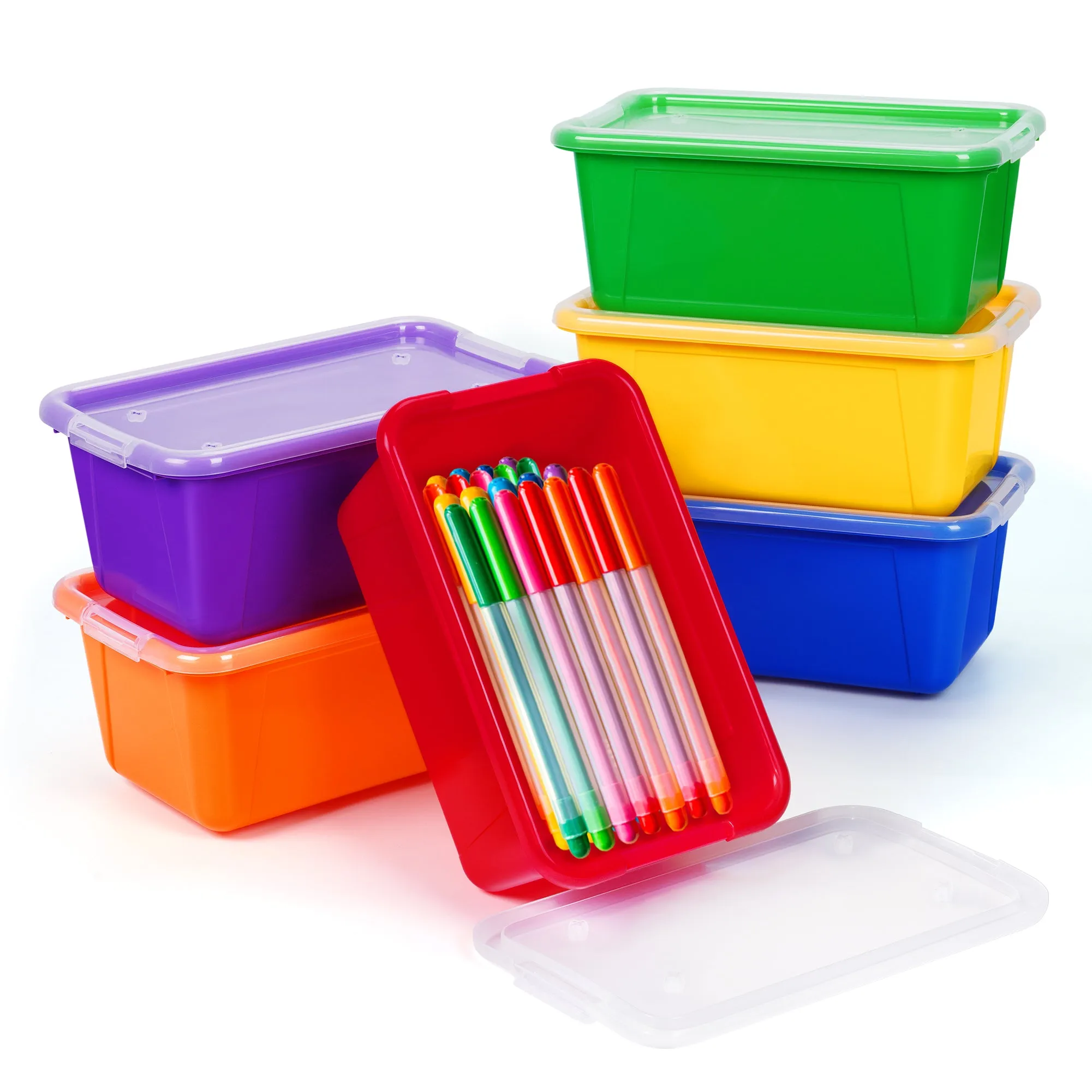 Clear Stackable Plastic Storage Bins with Lids