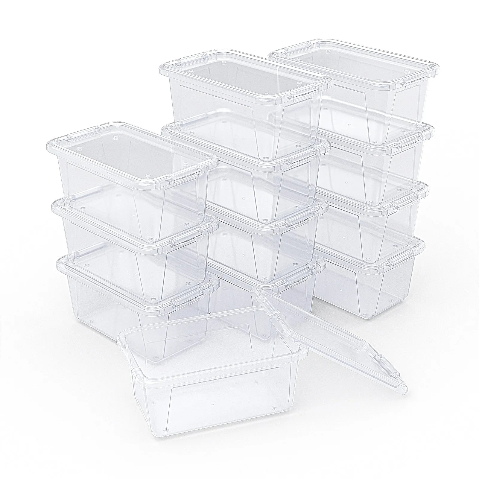 Clear Stackable Plastic Storage Bins with Lids