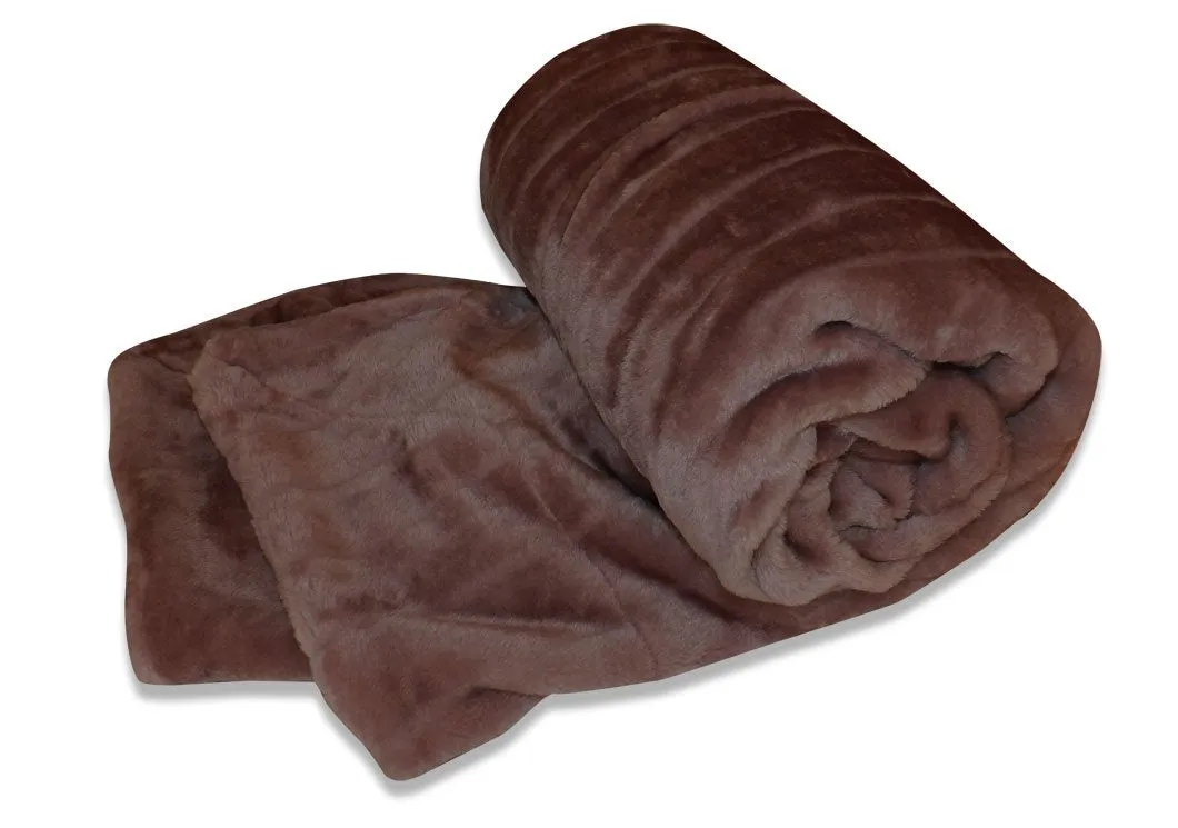 Couture Home Collection Luxury Cozy Faux Fur Reversible Solid Colors 50" X 60" Throw Blanket