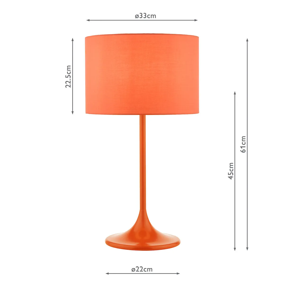 Dar Toledo Table Lamp Satin Orange With Shade