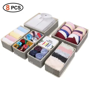 Dresser Drawer Organizer, 8 Pcs Foldable Storage Box Fabric Closet Storage Cubes Clothes Storage Bins Drawer Dividers Storage Baskets for Bras Socks Underwear Accessories Home Office Bedroom