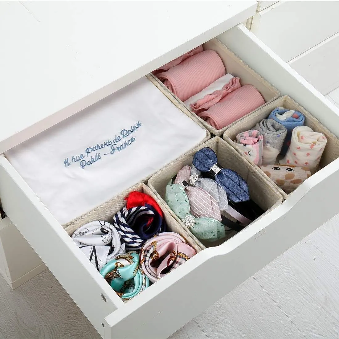 Dresser Drawer Organizer, 8 Pcs Foldable Storage Box Fabric Closet Storage Cubes Clothes Storage Bins Drawer Dividers Storage Baskets for Bras Socks Underwear Accessories Home Office Bedroom