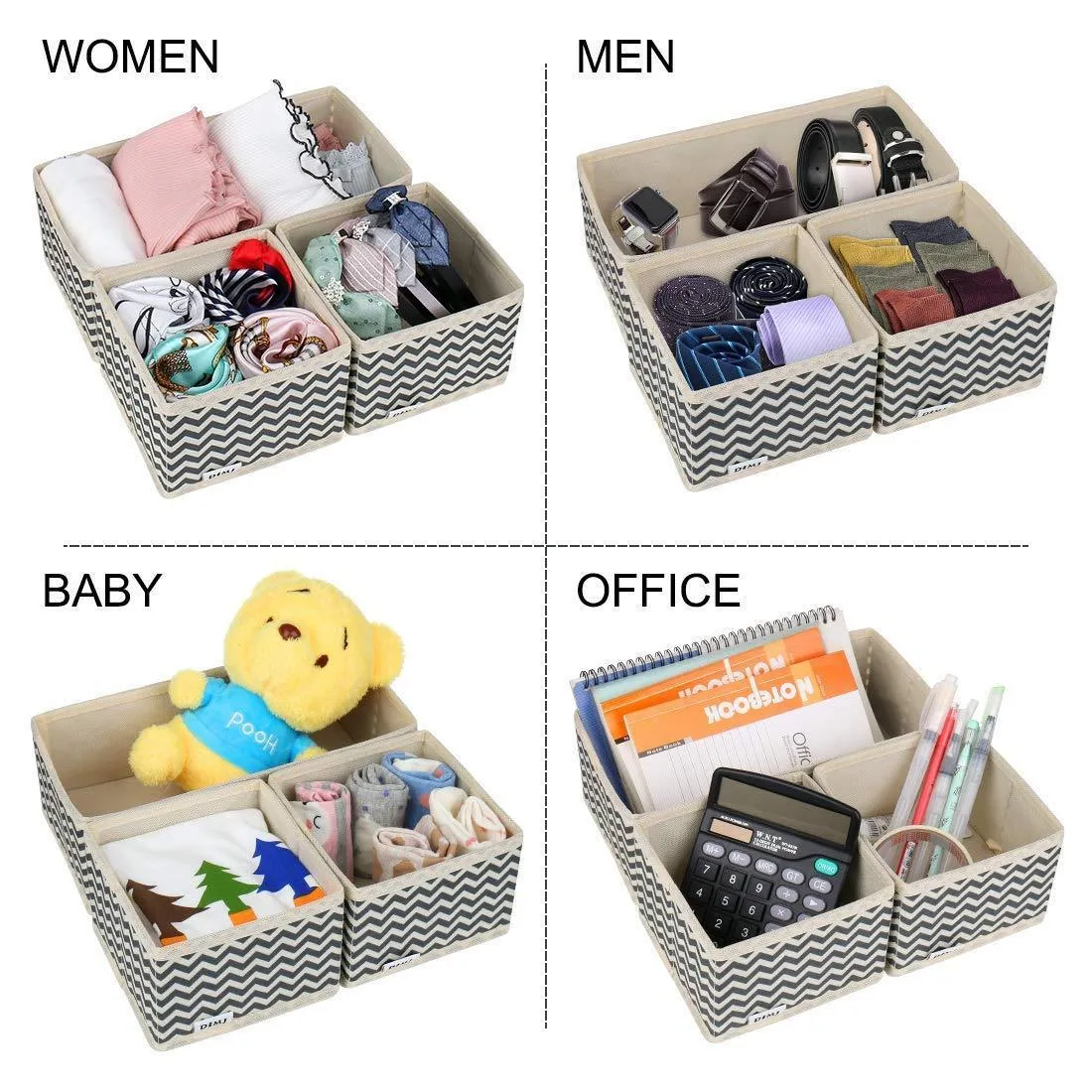 Dresser Drawer Organizer, 8 Pcs Foldable Storage Box Fabric Closet Storage Cubes Clothes Storage Bins Drawer Dividers Storage Baskets for Bras Socks Underwear Accessories Home Office Bedroom