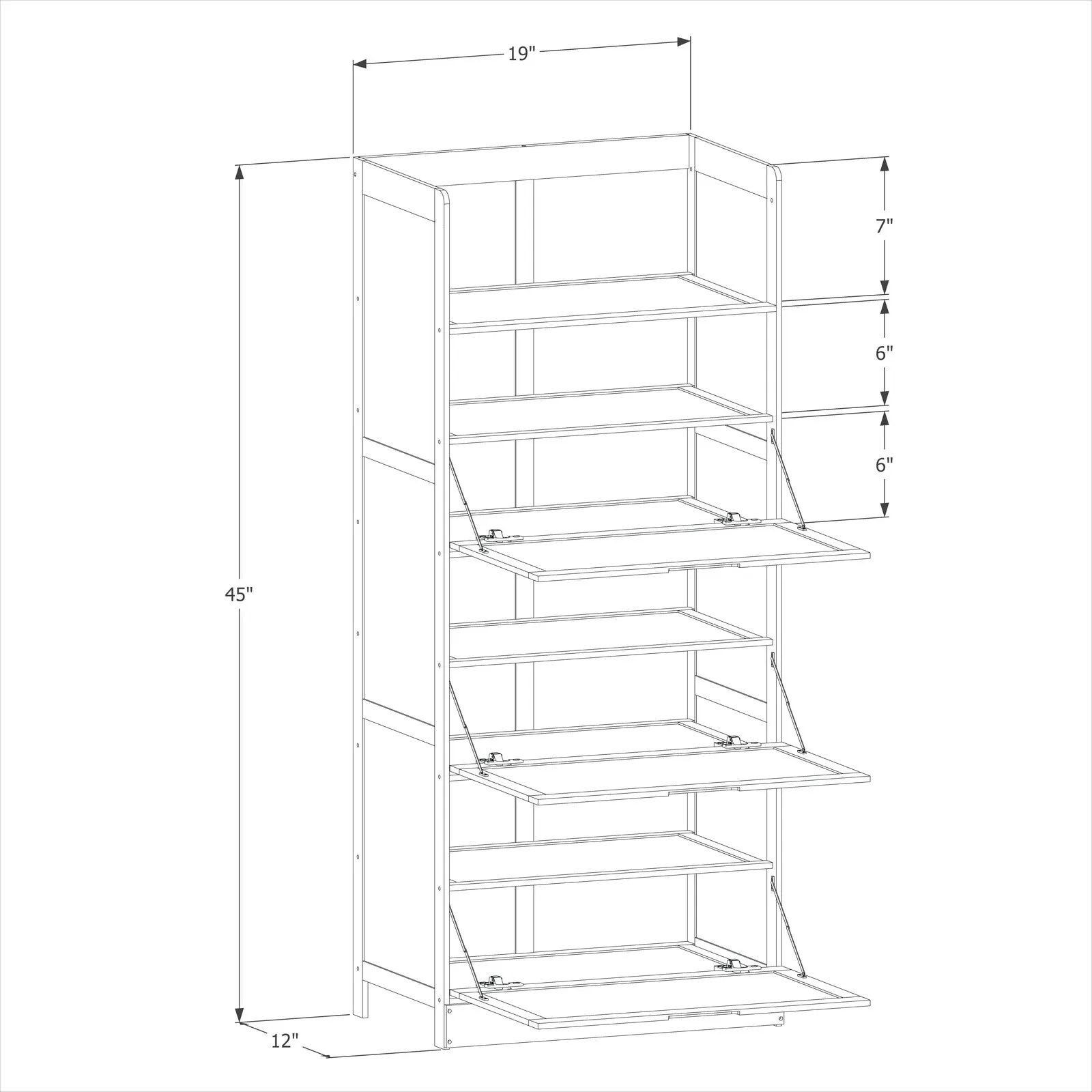 Drop Down Door Entryway Shoe Cabinet - Shelf Top - 20" - Brown