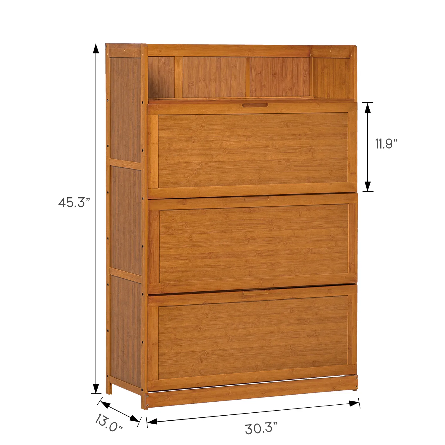 Drop Down Door Entryway Shoe Cabinet - Shelf Top - Brown