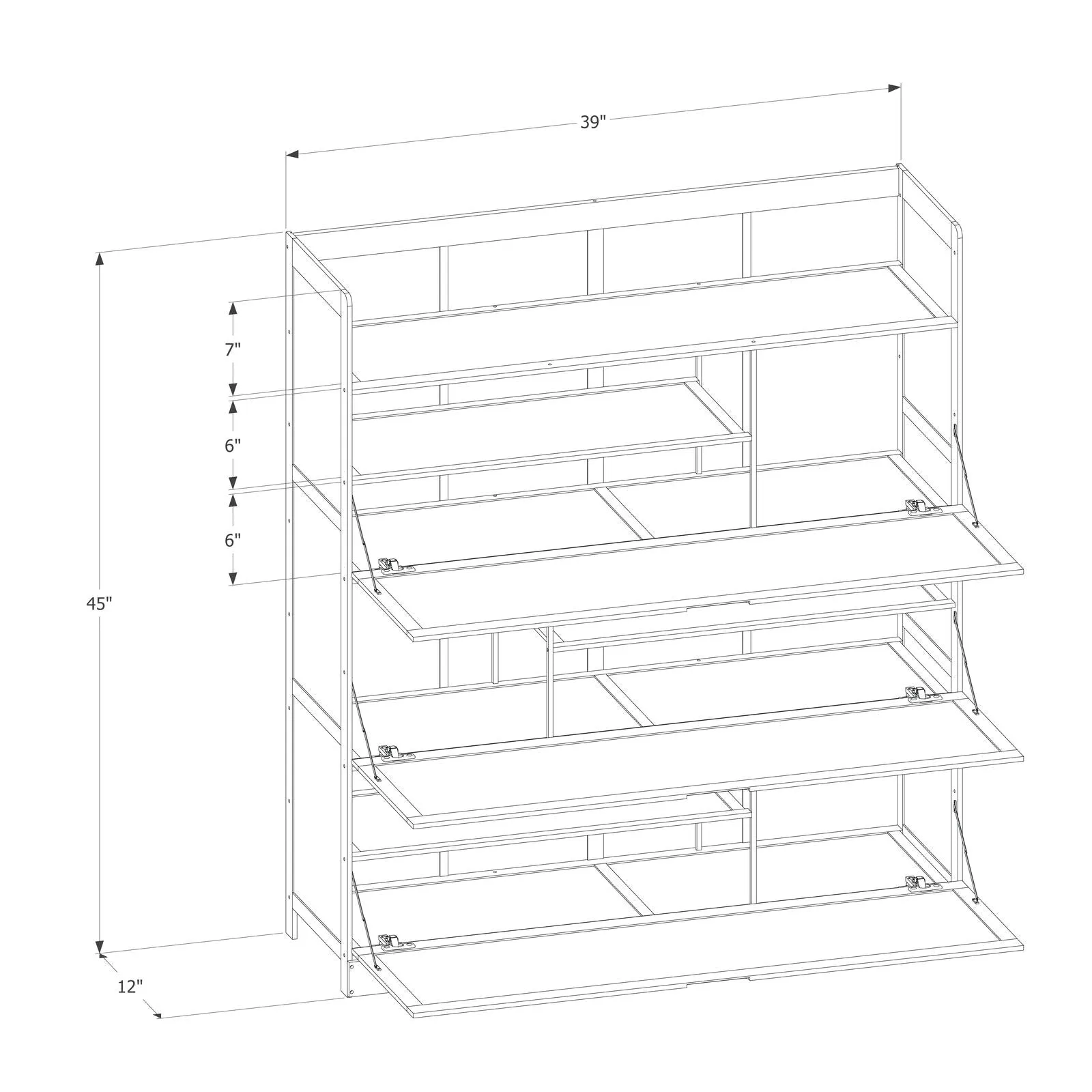 Drop Down Door Entryway Shoe Cabinet - Shelf Top with Boot Compartment  - Brown