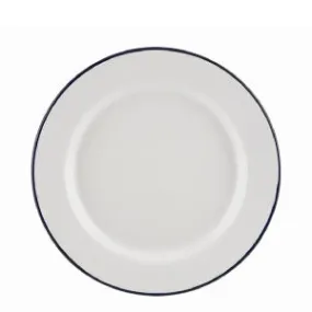 Enamel Wide Rim Plate White & Blue Rim 22cm