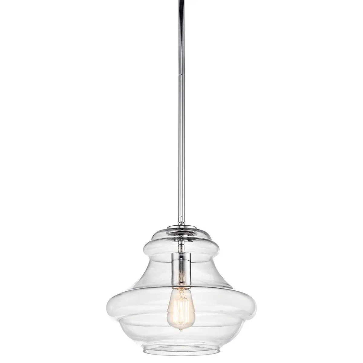 Everly 12 in. Pendant Light Chrome Finish Clear Glass